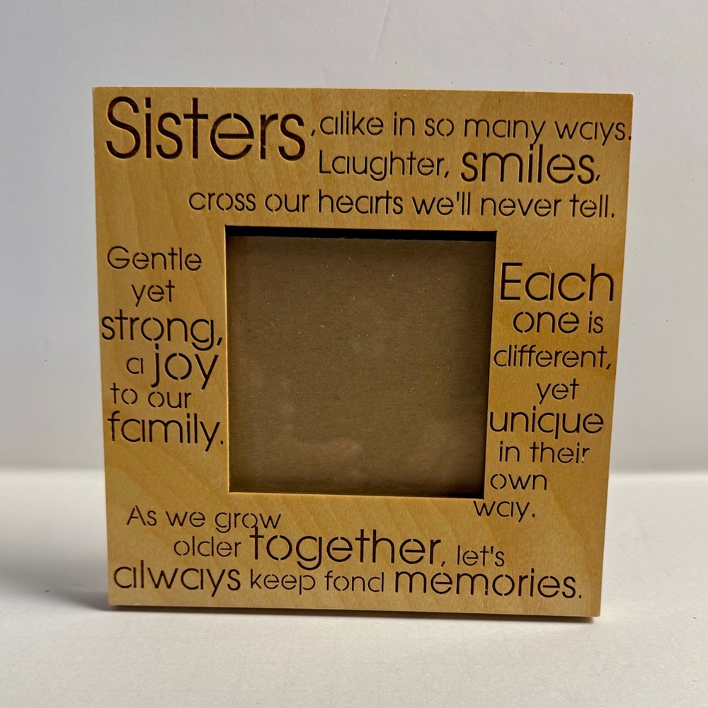 Natural wood picture frame 6 x 6 and picture is 3.5 x 3.5